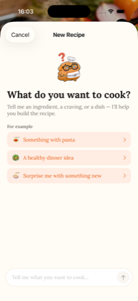 Chat a recipe into existence